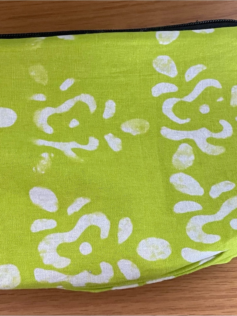 Lime Green Floral Zip Cosmetic Pouch